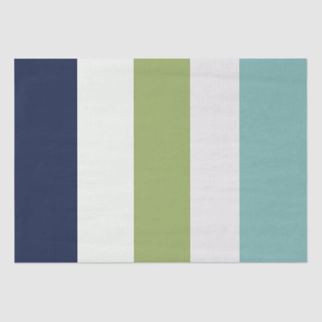 Papier Mousseline Neptune, Coquillages, Green et Navy (Recto)
