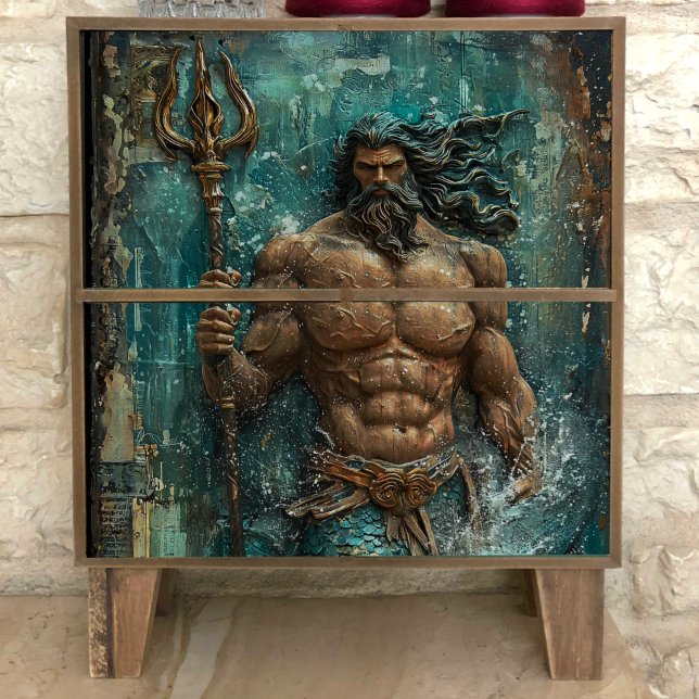 Papier Mousseline Neptune Dieu Grec Découpage (Créateur téléchargé)