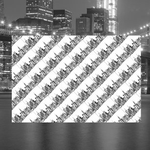 Papier Mousseline New York City Vintage Skyline Aquarelle