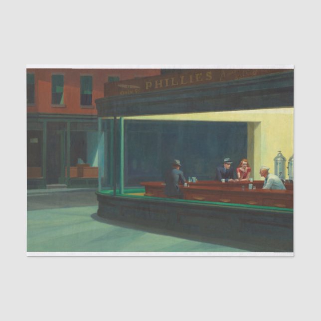 Papier Mousseline Nighthawks (1942) par Edward Hopper (Recto)