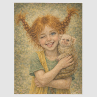 Papier Mousseline niña traviesa con mono