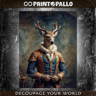 Papier Mousseline Noble cerf de la Renaissance en tenue victorienne