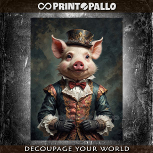 Papier Mousseline Noble porc victorien avec nœud papillon et haut-de