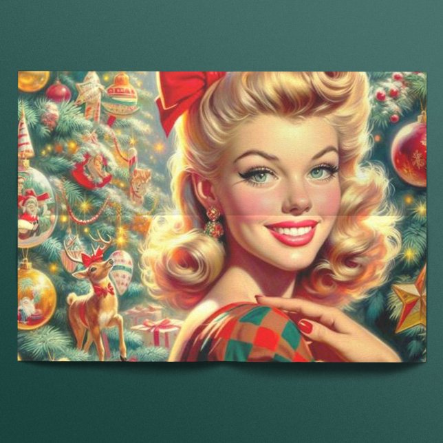 Papier Mousseline Noël à la fille rétro mignonne (Créateur téléchargé)