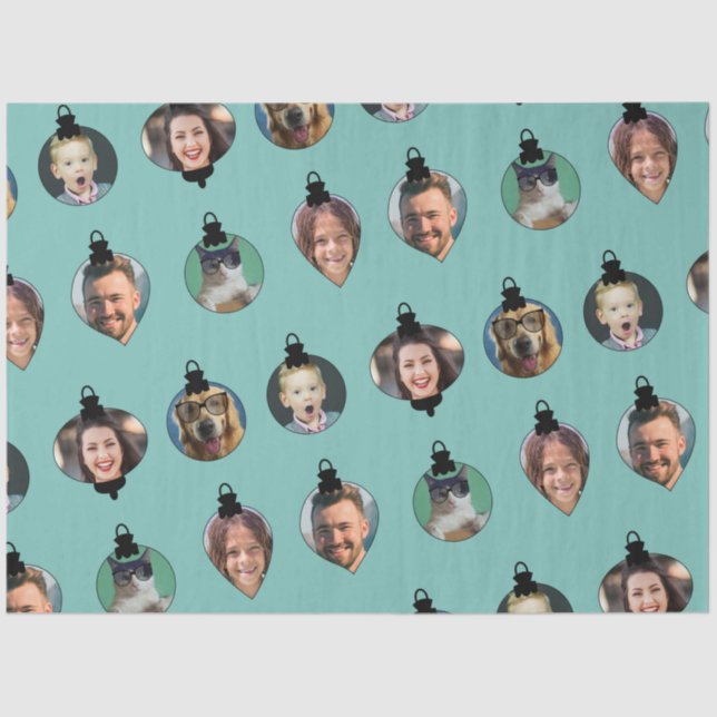 Papier Mousseline Noël Amusant Famille Visages Ornements (Recto)