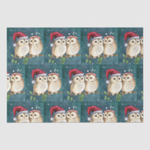 Papier Mousseline Noël aux chouettes 
