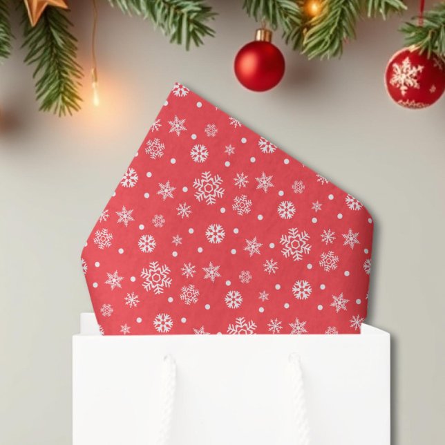 Papier Mousseline Noël aux flocons rouges blancs (Créateur téléchargé)