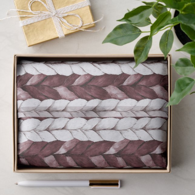 Papier Mousseline Noël aux rayures blanches bordeaux (Cadeau)