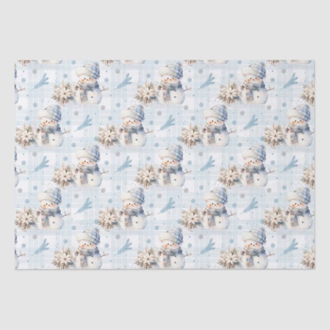 Papier Mousseline Noël Blue Little Snowman (Recto)