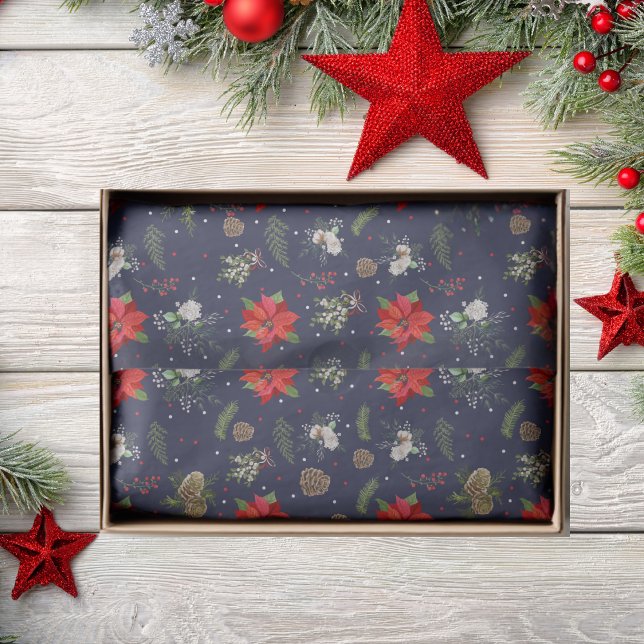 Papier Mousseline Noël botanique classique moderne Berry floral (Créateur téléchargé)