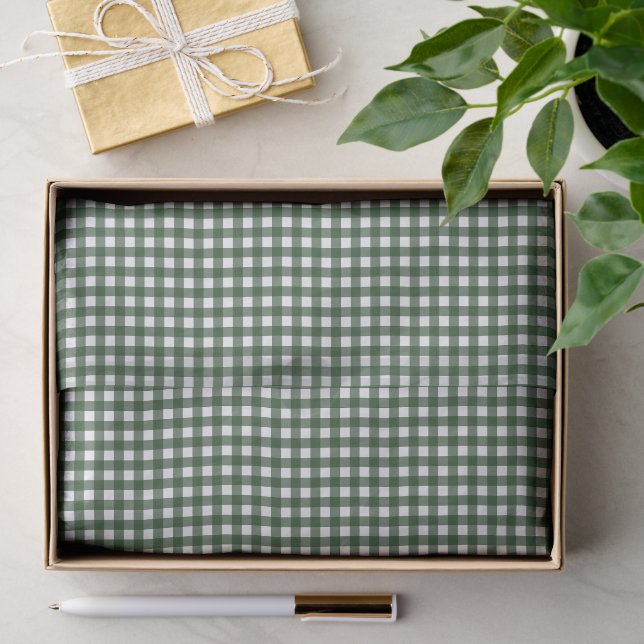 Papier Mousseline Noël classique à carreaux verts (Cadeau)