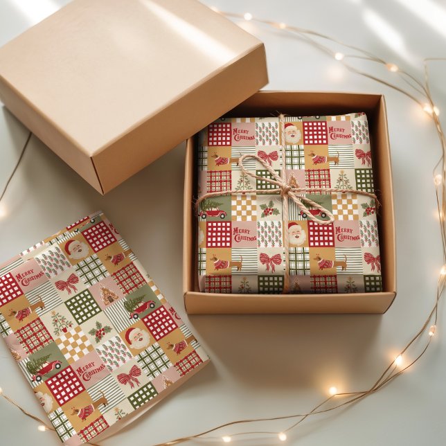 Papier Mousseline Noël Classique Patchwork Vintage (Créateur téléchargé)