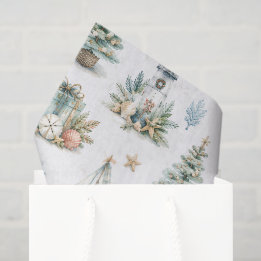 Papier Mousseline Noël côtier aquarelle nautique de fêtes