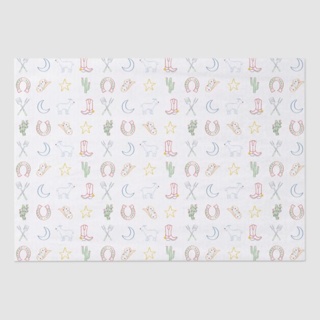 Papier Mousseline Noël Cowboy Pays de l'Ouest Noël (Recto)