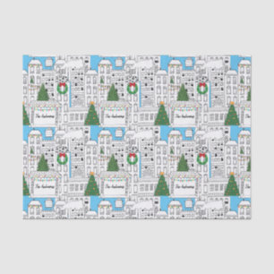 Papier Mousseline Noël dans la ville Personnalisé à la main
