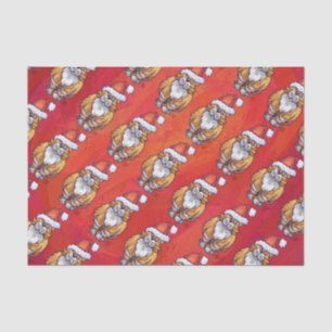 Papier Mousseline Noël de chat de gingembre sur le rouge