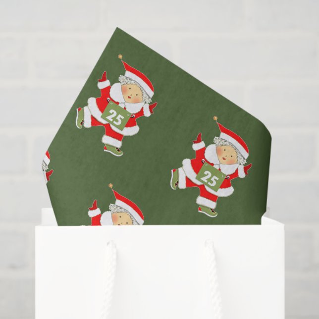 Papier Mousseline Noël de coureur à pied en course (Sac cadeau)