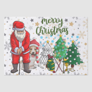Papier Mousseline Noël de golf avec le Père Noël et l'enlèvement de 