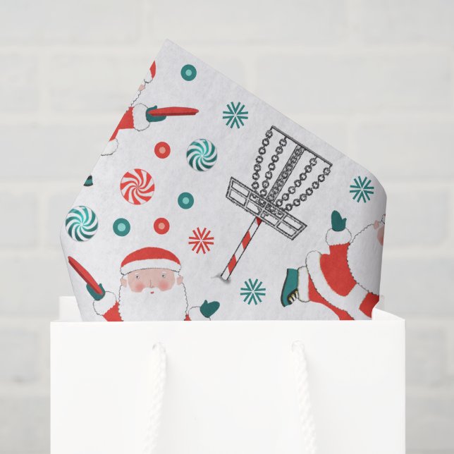Papier Mousseline Noël de golf sur disque (Sac cadeau)