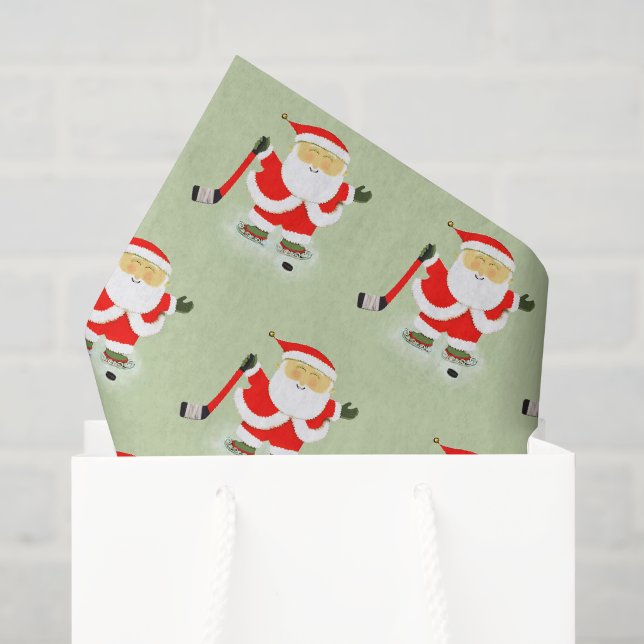 Papier Mousseline Noël de hockey (Sac cadeau)