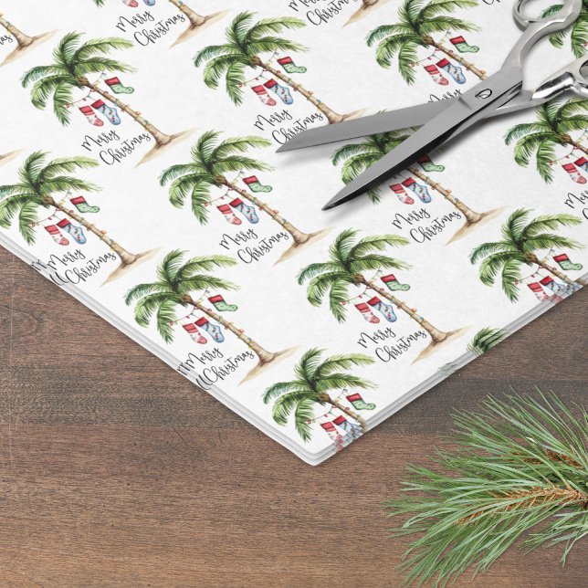 Papier Mousseline Noël de plage tropicale (Tropical Beach Christmas Tissue Paper)