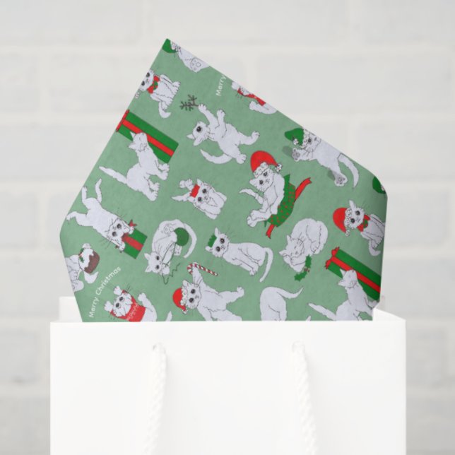 Papier Mousseline Noël des chats amusants (Sac cadeau)