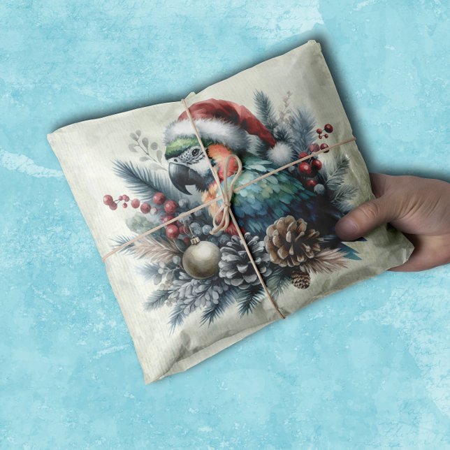 Papier Mousseline Noël des Joyeuses Fêtes de perroquets tropicaux (Créateur téléchargé)