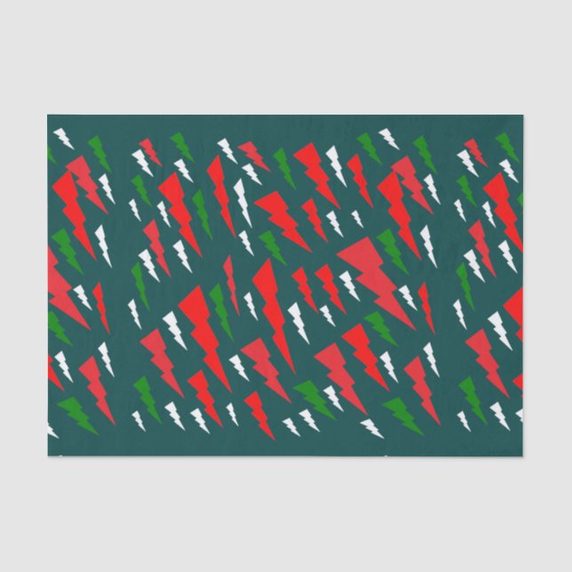 PAPIER MOUSSELINE NOËL DESIGN VERT ROUGE BLANC ARBRES ABSTRAITS (Recto)