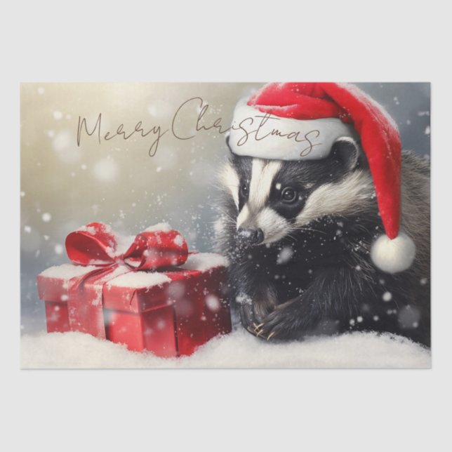 Papier Mousseline Noël d'hiver de mignon Badger (Recto)