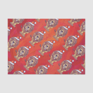 Papier Mousseline Noël du lion en rouge