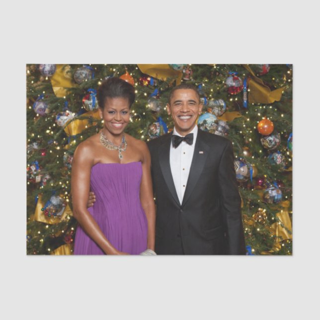 Papier Mousseline Noël du président Barack Obama et de Michelle (Recto)