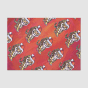 Papier Mousseline Noël du tigre en rouge