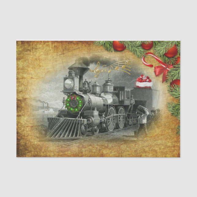 Papier Mousseline Noël du train à vapeur vintage (Recto)