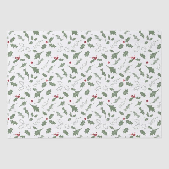 PAPIER MOUSSELINE NOËL ÉLÉGANT HOLLY (Recto)