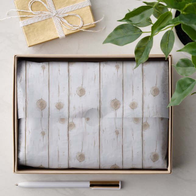 Papier Mousseline Noël en bois blanc faux (Cadeau)
