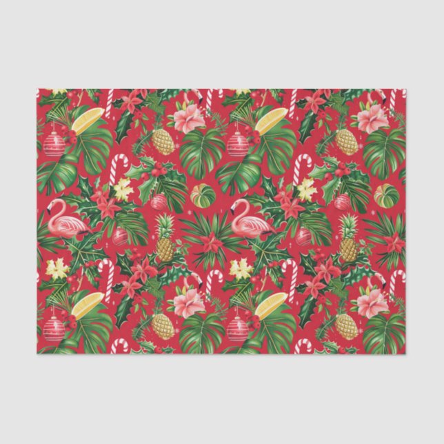 Papier Mousseline Noël en juillet Motif tropical (Recto)