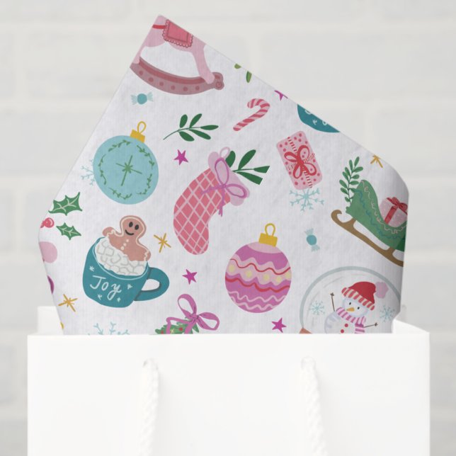 Papier Mousseline Noël Fantaisiste Coloré (Colorful Christmas Tissue Paper with Playful Doodles for Joyful Holiday Wrapping — by Painted Paperi)