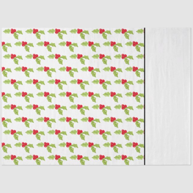 Papier Mousseline Noël Festive Holly Deux Tone Motif (Recto)