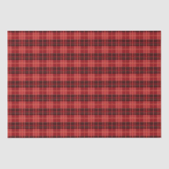 Papier Mousseline Noël Fêtes Rouge et Noir Plaid (Recto)