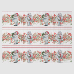 Papier Mousseline Noël Garland Vintage Girl Pinecone Berries