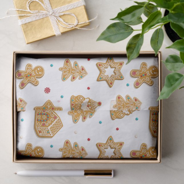 Papier Mousseline Noël Gingerbread Cookies Amusants Motif moderne (Cadeau)