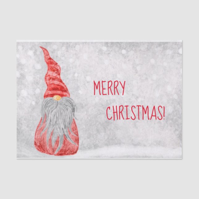 Papier Mousseline Noël Gnome Dit Joyeux Noël ! (Recto)