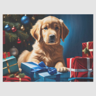 PAPIER MOUSSELINE NOËL GOLDEN RETRIEVER PUPPY
