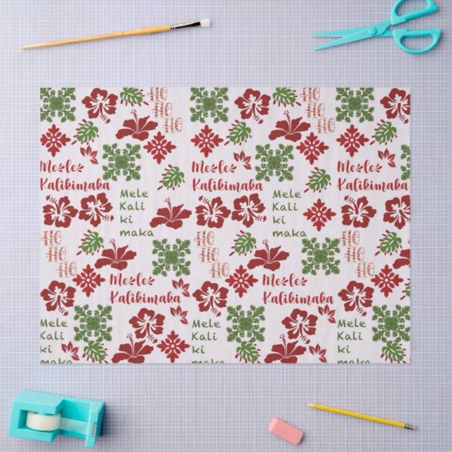 Papier Mousseline Noël hawaïen - Mele Kalikimaka 1 (Artisanat)