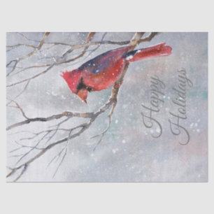 Papier Mousseline Noël hiver Cardinal Oiseau Aquarelle