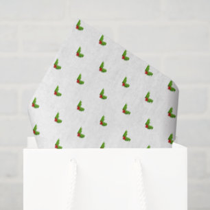 Papier Mousseline Noël Holly Motif Festif Cadeau Vacances