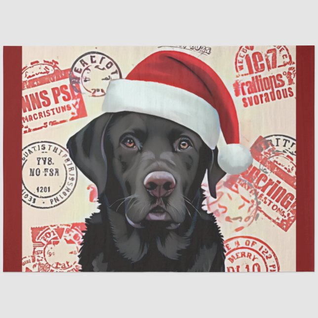 Papier Mousseline Noël labrador noir (Recto)