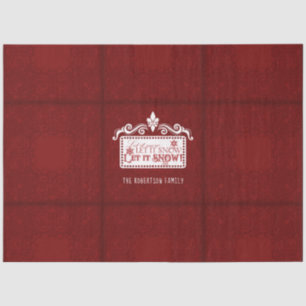 Papier Mousseline Noël laissez-la neige Typographie Rouge Blanc Fami