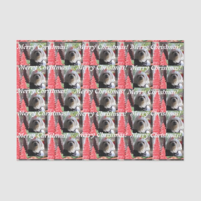 Papier Mousseline Noël maltais avec Arbres rouges (Recto)