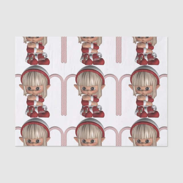 Papier Mousseline Noël mignon Elf (Recto)